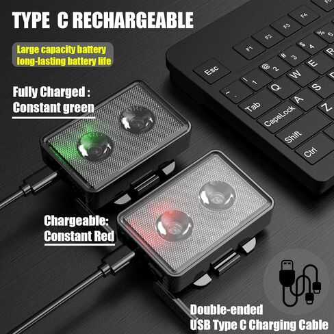 أضواء الدراجة لركوب الليل ، USB قابلة لإعادة الشحن ، الأمامية والخلف ، 3+4 أوضاع ، مصباح الأمامي ومجموعة المصابيح الخلفية ، IP44 مقاومة للماء ، الملحقات ، الليل ، (2 عبوة) in Kuwait