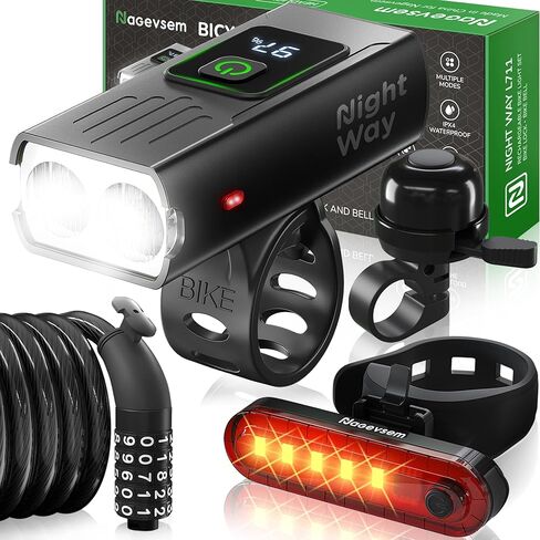مجموعة أضواء الدراجة LED Super Bright Bright Resplable USB-C مصباح الأمامي الأمامي والخلفي مجموعة الضوء لركوب الليل في الجبل 6+4 أوضاع خفيفة هدية ماء للرجال النساء الأولاد الأطفال الأسود in Saudi Arabia