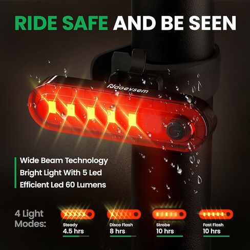 مجموعة أضواء الدراجة LED Super Bright Bright Resplable USB-C مصباح الأمامي الأمامي والخلفي مجموعة الضوء لركوب الليل في الجبل 6+4 أوضاع خفيفة هدية ماء للرجال النساء الأولاد الأطفال الأسود in Saudi Arabia