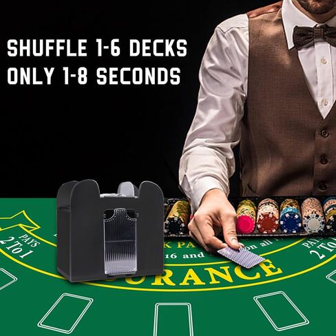 GSE Blackjack Game Combo Set with Blackjack Layout Felt, 6-Deck Automatic Card Shuffler, 6-Deck Dealer Shoe and Discard Holder Tray, 5 Cut Cards. - Great for Family, Casino Game Night in Saudi Arabia