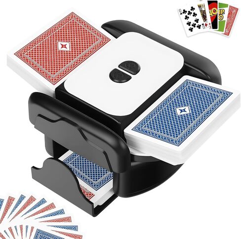 BEE&FLOWER Card Shuffler - Rechargeable Electric Card Shuffler with Auto-Stop & 2600mAh Battery, Low Noise Automatic Card Shuffler 1-2 Decks for UNO, Poker, Blackjack, Phase 10 | Black & White in Kuwait