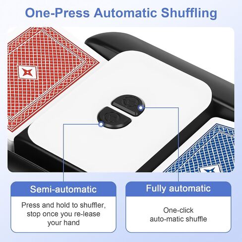 BEE&FLOWER Card Shuffler - Rechargeable Electric Card Shuffler with Auto-Stop & 2600mAh Battery, Low Noise Automatic Card Shuffler 1-2 Decks for UNO, Poker, Blackjack, Phase 10 | Black & White in Kuwait
