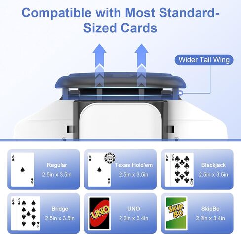 BEE&FLOWER Card Shuffler - Rechargeable Electric Card Shuffler with Auto-Stop & 2600mAh Battery, Low Noise Automatic Card Shuffler 1-2 Decks for UNO, Poker, Blackjack, Phase 10 | Black & White in Kuwait