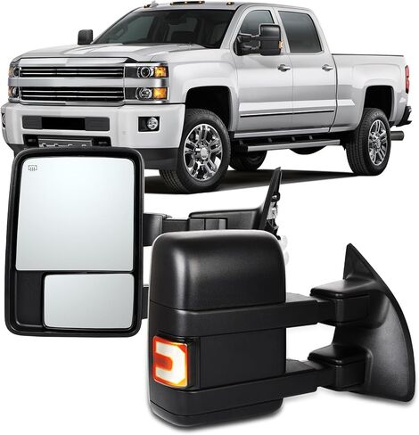 OCPTY Power Adjusted Heated Towing Mirror Fit For Ford For Excursion 2000-2005 For Ford For F-250 1999-2007 For Ford For F-350 1999-2007 Heated Running Turn Signal Black Driver & Passenger Side in Saudi Arabia
