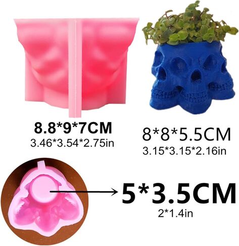Skull Concrete Flower Pot Cement Molds Silicone Plant Molds Candle Holder Mould Epoxy Resin Mold Jewelry Storage Box Mold in Kuwait