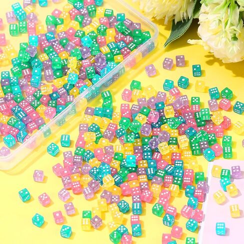 Poen 500 Pitch Mini Dice with Plantible Box Casino Game 6 Swide Small Dice ، 5mm Bulk Tiny Colored for Casino Night Posties Games Learning Elementary Math Learning (Multicolored) in Kuwait