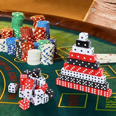 100Pcs Casino Dice Set 16mm Standard Game Dices Bulk Acrylic 6 Sided Dice Set with Red Black White for Board Activities Birthday Party Supply Vegas Theme Games (Square Corner) in Saudi Arabia