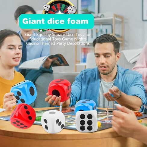 4 أجهزة كمبيوتر 6 بوصات من الرغوة الزهر الكبير لعبة زهر الرغوة العملاقة لزخارف كازينو عيد ميلاد اللوحة ، 4 ألوان (نمط اللون 2) in Kuwait