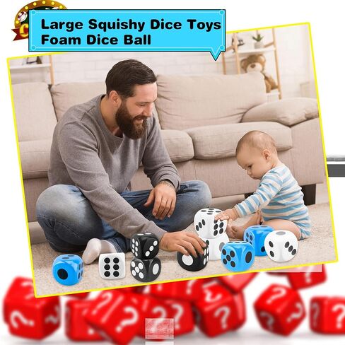 4 أجهزة كمبيوتر 6 بوصات من الرغوة الزهر الكبير لعبة زهر الرغوة العملاقة لزخارف كازينو عيد ميلاد اللوحة ، 4 ألوان (نمط اللون 2) in Kuwait