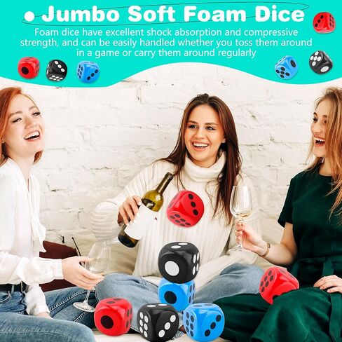 4 أجهزة كمبيوتر 6 بوصات من الرغوة الزهر الكبير لعبة زهر الرغوة العملاقة لزخارف كازينو عيد ميلاد اللوحة ، 4 ألوان (نمط اللون 2) in Kuwait