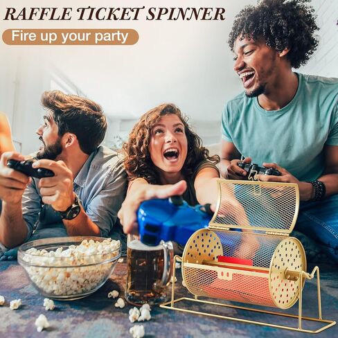 7.09 "x 4.72" طبل يانصيب صغير ترقية التذاكر سبينر يحمل 600 تذكرة يرفع عجلة السحب مع قفص الطبل لأحداث الألعاب (الذهب) in Kuwait