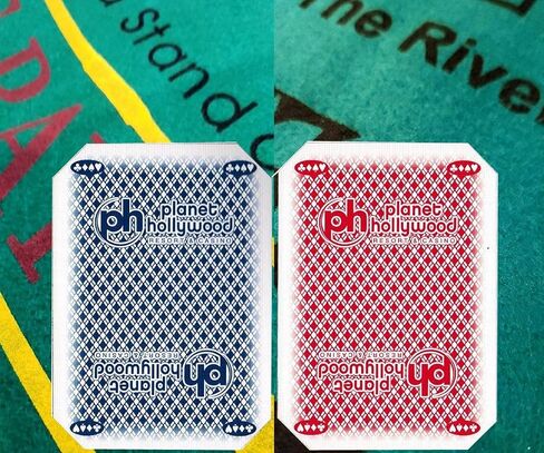 Wide Selection Blackjack/Texas Hold'em Bundle Set: 2-Sided 36" x 72" Felt Layout + Pair Authentic Las Vegas Casino Table-Played Card Decks (Planet Hollywood) in Saudi Arabia