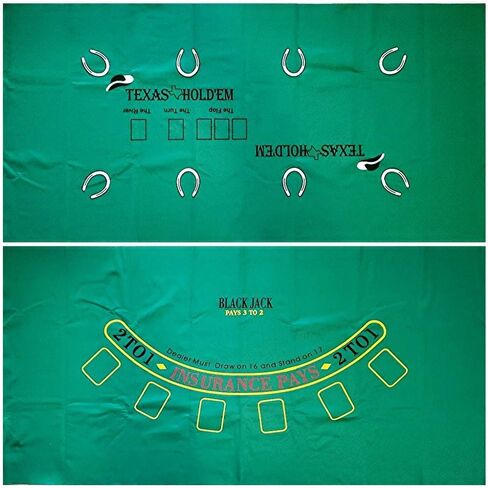 Wide Selection Blackjack/Texas Hold'em Bundle Set: 2-Sided 36" x 72" Felt Layout + Pair Authentic Las Vegas Casino Table-Played Card Decks (Planet Hollywood) in Saudi Arabia