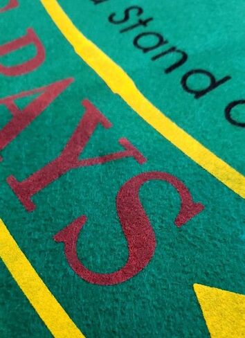 Wide Selection Blackjack/Texas Hold'em Bundle Set: 2-Sided 36" x 72" Felt Layout + Pair Authentic Las Vegas Casino Table-Played Card Decks (Planet Hollywood) in Saudi Arabia
