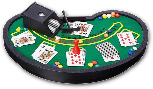 Desktop Miniature Blackjack Table Set with Mini Card Deck Poker Chips Accessories - Tabletop Vegas Casino Gambling Game for Men Women in Saudi Arabia