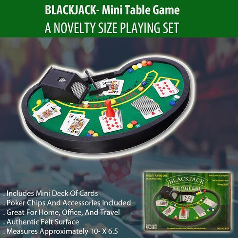 Desktop Miniature Blackjack Table Set with Mini Card Deck Poker Chips Accessories - Tabletop Vegas Casino Gambling Game for Men Women in Saudi Arabia