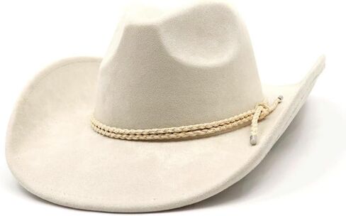 Western Cowboy Hat for Women Men Wide Brim Cowboy Hat for Women with Woven Buckle Belt Suede Classic Fedora Hats in Saudi Arabia