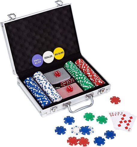 LOCKYOUNG Poker Chips Set, 200PCS/300PCS Poker Chips Set Texas Holdem Blackjack Gambling Chips Aluminum Case in Kuwait