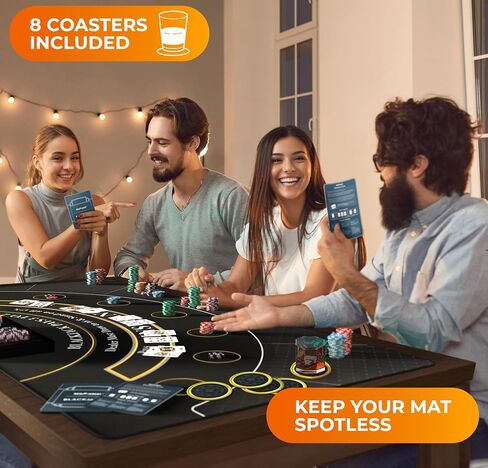 NewVerest Blackjack Mat 70 "× 30" - Topper Poker المثالي لجداول قابلة للطي 6 أقدام و 8 أقدام (30 "عرض) ، أعلى طاولة كازينو Black Jack لليالي المباراة المنزلية ، محمولة مع حقيبة تخزين سحاب في هدية جاهزة in Kuwait