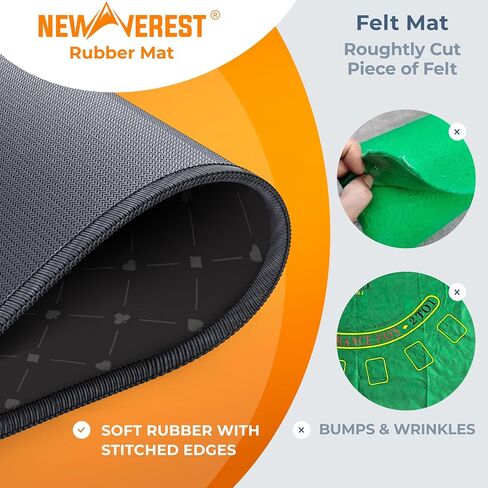 NewVerest Blackjack Mat 70 "× 30" - Topper Poker المثالي لجداول قابلة للطي 6 أقدام و 8 أقدام (30 "عرض) ، أعلى طاولة كازينو Black Jack لليالي المباراة المنزلية ، محمولة مع حقيبة تخزين سحاب في هدية جاهزة in Kuwait