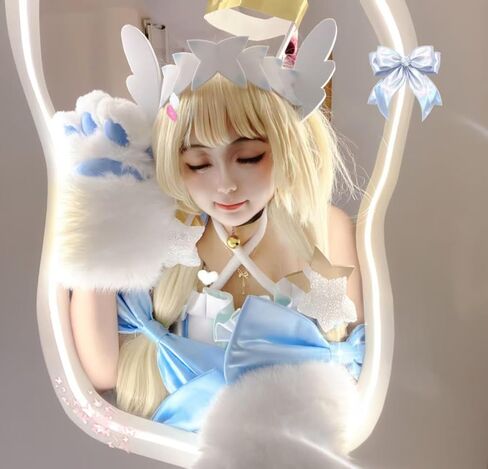 JAYIKA Faux Fur Cat Paw Gloves Plush Furry Cat Claw Gloves White Blue for Halloween Cosplay Costume Party in Saudi Arabia