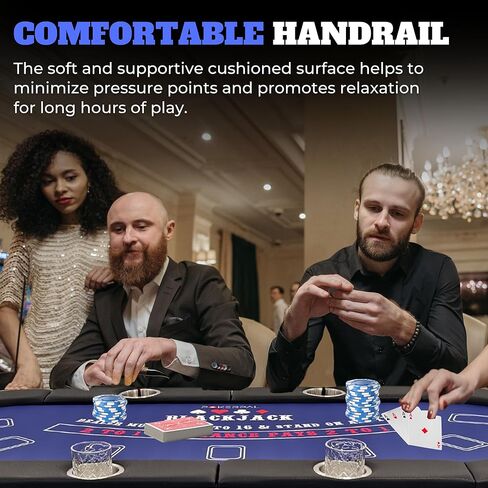 8 Player Poker Table with 2 Interchangeable Game mats, Texas Holdem Poker and Blackjack, Collapsible Casino Table with Padded Rails and XXL Cup Holders for Wine and Whiskey Glasses, (71 in) in Saudi Arabia