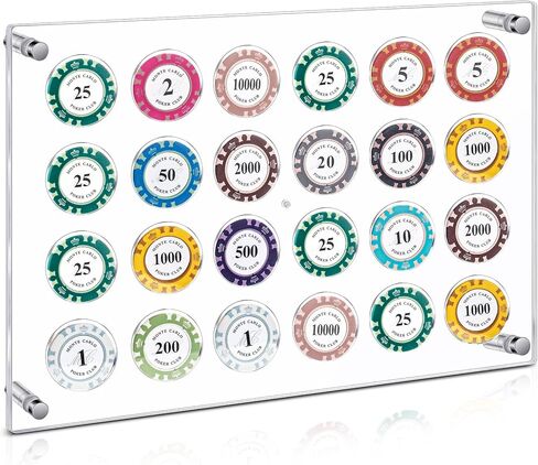 Casino Chip Holder 13. 6 x 9. 3'' Wall Mounted Display Case for 24 Poker Chips Acrylic Poker Chip Trays, Acrylic Display Frame for Coin Collectors and Supplies in Kuwait