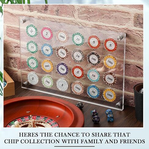 Casino Chip Holder 13. 6 x 9. 3'' Wall Mounted Display Case for 24 Poker Chips Acrylic Poker Chip Trays, Acrylic Display Frame for Coin Collectors and Supplies in Kuwait