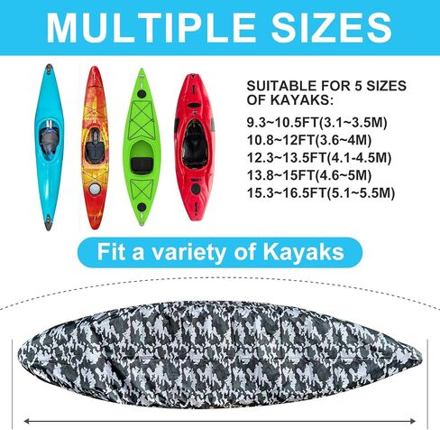 Kayak Cover, 420D Waterproof Kayak Covers for Outdoor Storage, Ultra Strong Canoe Storage Oxford UV Resistant Dust Cover Sunblock Fishing Boat Cover Shield Protector- Camouflage in Saudi Arabia