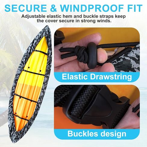 Kayak Cover, 420D Waterproof Kayak Covers for Outdoor Storage, Ultra Strong Canoe Storage Oxford UV Resistant Dust Cover Sunblock Fishing Boat Cover Shield Protector- Camouflage in Saudi Arabia
