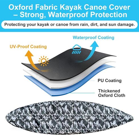 Kayak Cover, 420D Waterproof Kayak Covers for Outdoor Storage, Ultra Strong Canoe Storage Oxford UV Resistant Dust Cover Sunblock Fishing Boat Cover Shield Protector- Camouflage in Saudi Arabia