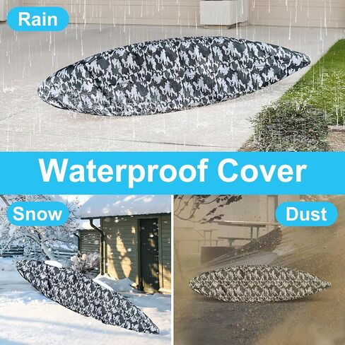 Kayak Cover, 420D Waterproof Kayak Covers for Outdoor Storage, Ultra Strong Canoe Storage Oxford UV Resistant Dust Cover Sunblock Fishing Boat Cover Shield Protector- Camouflage in Saudi Arabia