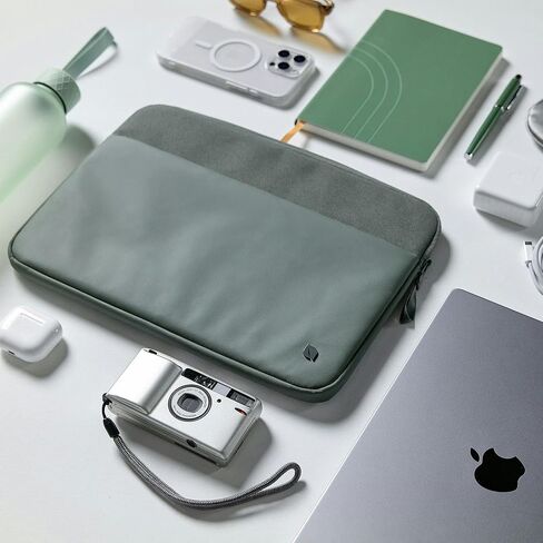 Incase A.R.C. Sleeve with ReSpun 100% Recycled Polyester - 15" & 16" MacBook/Laptop & iPad/Tablet Case - Cushioned Faux Fur Lining, External Zippered Slip Pocket - Black in Saudi Arabia