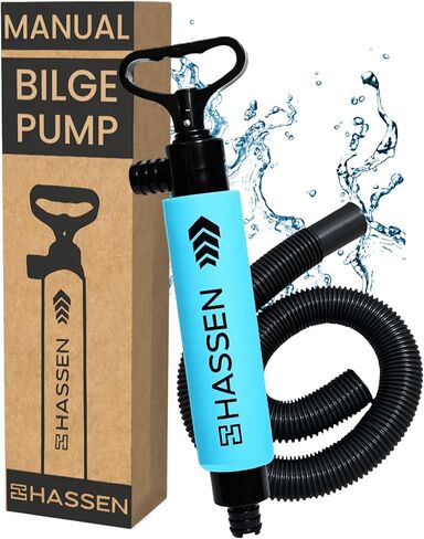 Hassen Manual Bilge Pump للقوارب مضخات مياه يدوية محمولة لقوارب الكاياك والزورق - يجب أن تكون معدات السلامة البحرية الطويلة خرطومًا بحرية ، وأدوات الشفط في حالة الطوارئ التخييم والمنزل in Kuwait