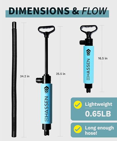 Hassen Manual Bilge Pump للقوارب مضخات مياه يدوية محمولة لقوارب الكاياك والزورق - يجب أن تكون معدات السلامة البحرية الطويلة خرطومًا بحرية ، وأدوات الشفط في حالة الطوارئ التخييم والمنزل in Kuwait