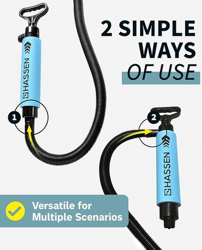 Hassen Manual Bilge Pump للقوارب مضخات مياه يدوية محمولة لقوارب الكاياك والزورق - يجب أن تكون معدات السلامة البحرية الطويلة خرطومًا بحرية ، وأدوات الشفط في حالة الطوارئ التخييم والمنزل in Kuwait