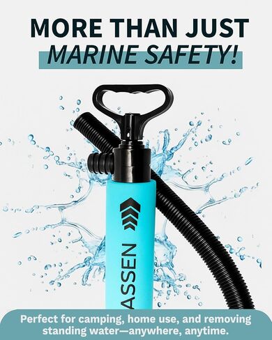Hassen Manual Bilge Pump للقوارب مضخات مياه يدوية محمولة لقوارب الكاياك والزورق - يجب أن تكون معدات السلامة البحرية الطويلة خرطومًا بحرية ، وأدوات الشفط في حالة الطوارئ التخييم والمنزل in Kuwait