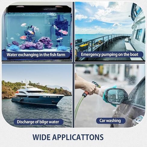 Wassermann 2000GPH Prime Bilge Pump 12V ، تم ترقيته مضخات مياه بيلج البحرية الشاقة للخدمة الشاقة للقوارب ذات الحبل الطويل والحماية المضادة للالتواء للتشغيل المستمر الموثوق بها in Kuwait