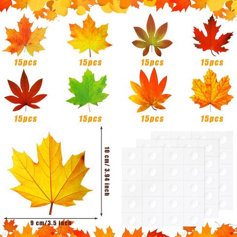 Ferraycle Thanksgiving Fall Bulletin Board Decorations Fall Leave Cutout Autumn Artificial Leaf Cutout Maple Paper Leave with Glue Point Dot for Bulletin Board Wall Decoration, 3.94 x 3.5 in (198 Pcs) in Saudi Arabia