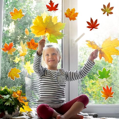 Ferraycle Thanksgiving Fall Bulletin Board Decorations Fall Leave Cutout Autumn Artificial Leaf Cutout Maple Paper Leave with Glue Point Dot for Bulletin Board Wall Decoration, 3.94 x 3.5 in (198 Pcs) in Saudi Arabia