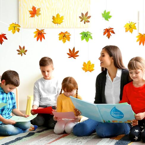 Ferraycle Thanksgiving Fall Bulletin Board Decorations Fall Leave Cutout Autumn Artificial Leaf Cutout Maple Paper Leave with Glue Point Dot for Bulletin Board Wall Decoration, 3.94 x 3.5 in (198 Pcs) in Saudi Arabia