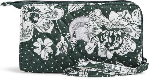 Vera Bradley Premium Cotton Front Zip Wristlet with RFID Protection, Powder Blue and Gold Bandana Paisley in Saudi Arabia