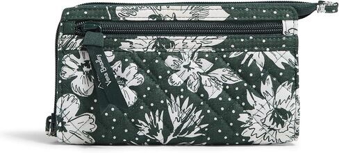 Vera Bradley Premium Cotton Front Zip Wristlet with RFID Protection, Powder Blue and Gold Bandana Paisley in Saudi Arabia