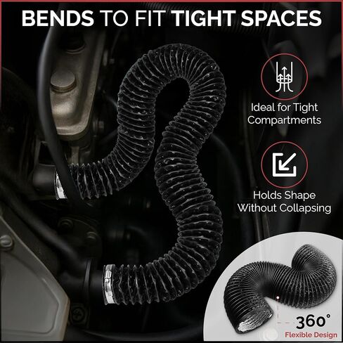 خرطوم منفاخ القوارب 3 بوصة - قناة تهوية العادم البحري - خرطوم تهوية الهواء المرن لحصانة المحرك ، RV ، Jet Ski - Black in Kuwait