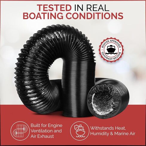 خرطوم منفاخ القوارب 3 بوصة - قناة تهوية العادم البحري - خرطوم تهوية الهواء المرن لحصانة المحرك ، RV ، Jet Ski - Black in Kuwait