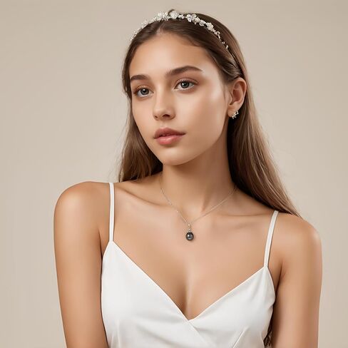 Tahitian Black Pearl Necklace, 9-10mm Baroque AAA Handpicked Natural Black Pearl Pendant with 18K Yellow Gold Plated Sterling Silver Chain, Luxury Gifts for Women, Mother, Girlfriend, Anniversary, Birthday, Valentines, Mothers Day in Saudi Arabia
