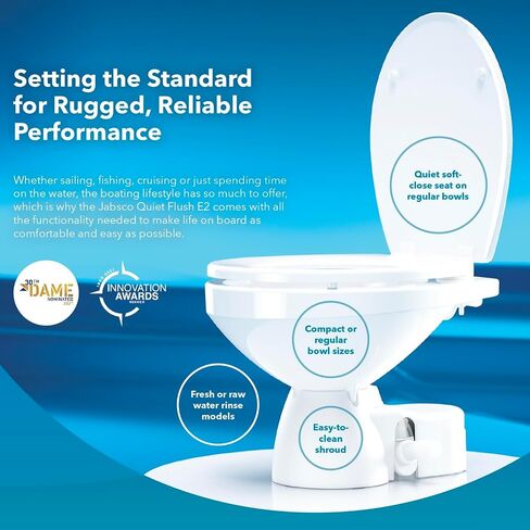 jabsco 38045-3092RSP ، مرحاض هادئ E2 Marine E2 ، الرأس ، المياه العذبة مع الملف اللولبي ، المدمج ، 12 فولت in Kuwait