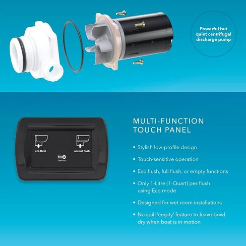 jabsco 38045-3092RSP ، مرحاض هادئ E2 Marine E2 ، الرأس ، المياه العذبة مع الملف اللولبي ، المدمج ، 12 فولت in Kuwait