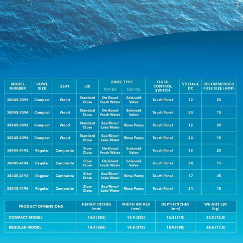 jabsco 38045-3092RSP ، مرحاض هادئ E2 Marine E2 ، الرأس ، المياه العذبة مع الملف اللولبي ، المدمج ، 12 فولت in Kuwait