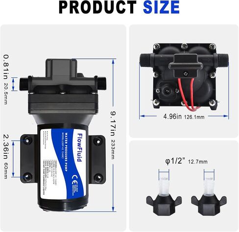 12V DC Water Pressure Booster Pump for RV,70PSI 5GPM Washdown Fresh Self Priming Diaphragm Pump for Boats with Filter,4-Chamner Transfer On Demand Pump for Marine Yacht Caravan Garden Hose in Kuwait